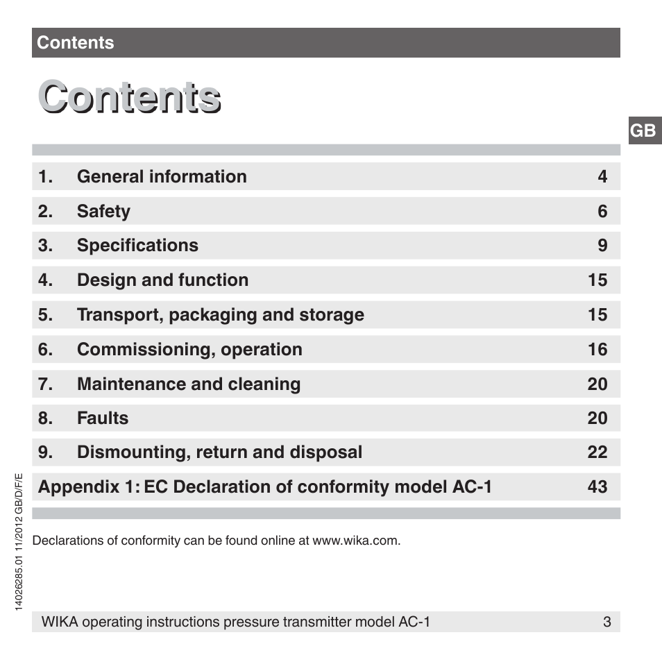 WIKA AC-1 User Manual | Page 3 / 88