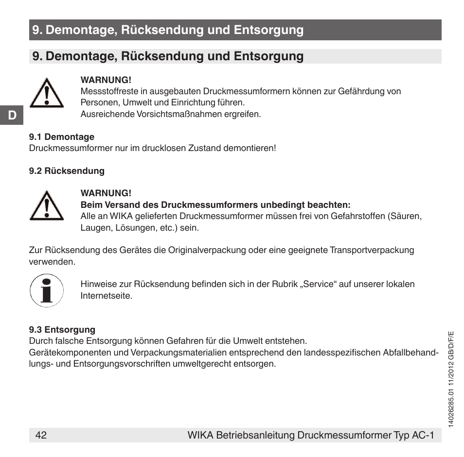 WIKA AC-1 User Manual | Page 42 / 88