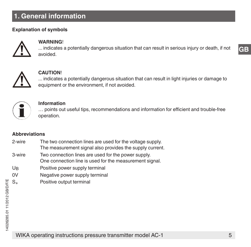 Gb 1. general information | WIKA AC-1 User Manual | Page 5 / 88