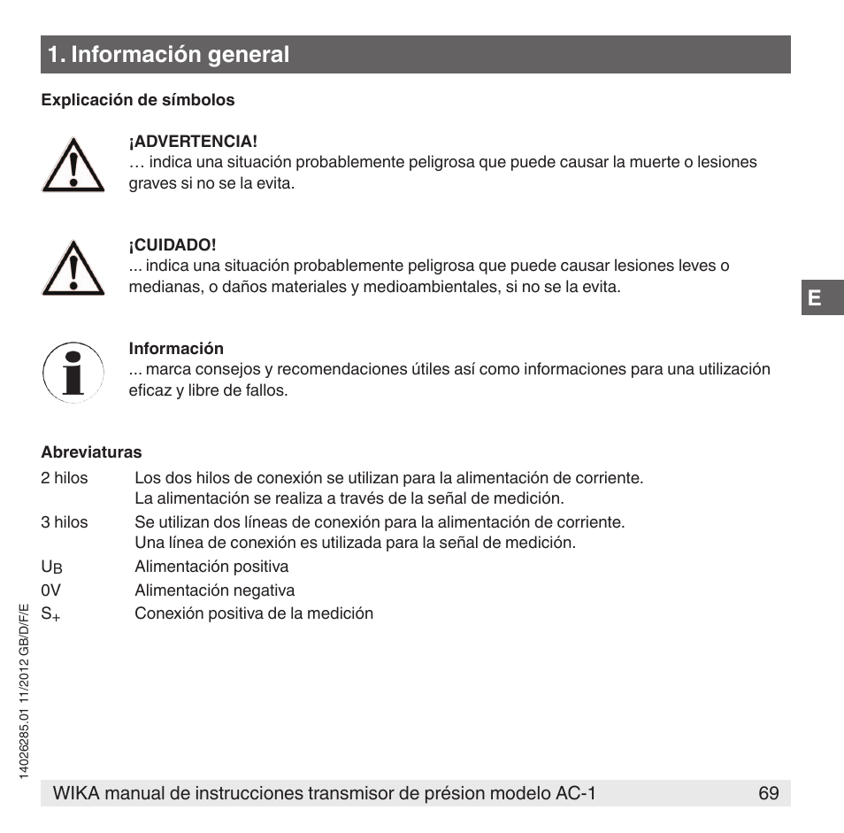 Información general | WIKA AC-1 User Manual | Page 69 / 88