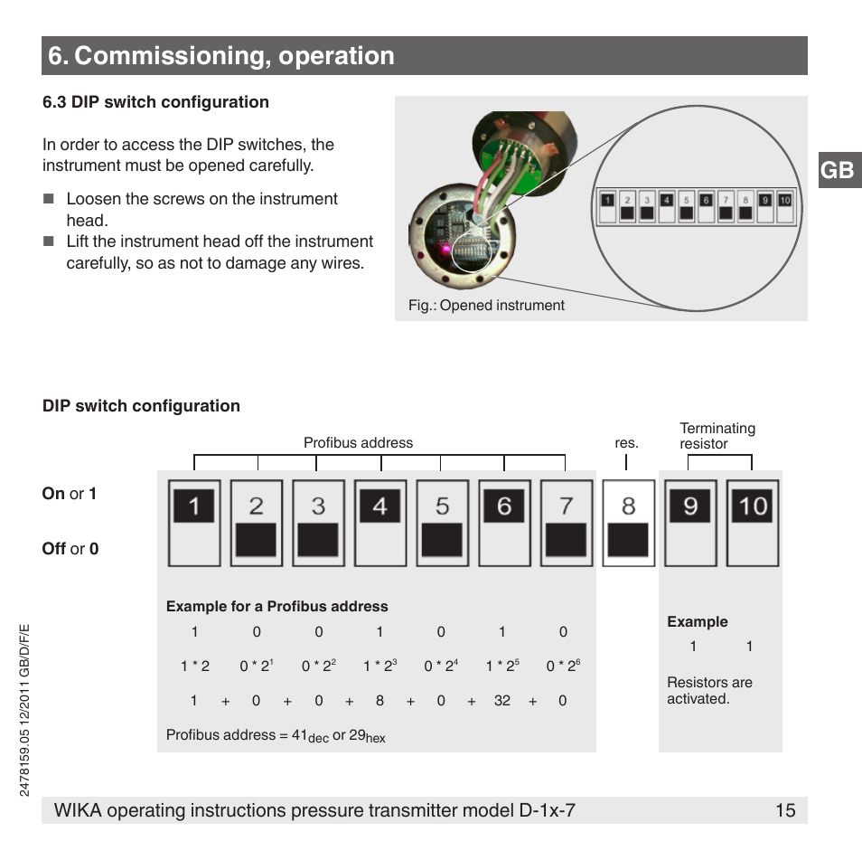 Commissioning, operation | WIKA D-11-7 User Manual | Page 15 / 112