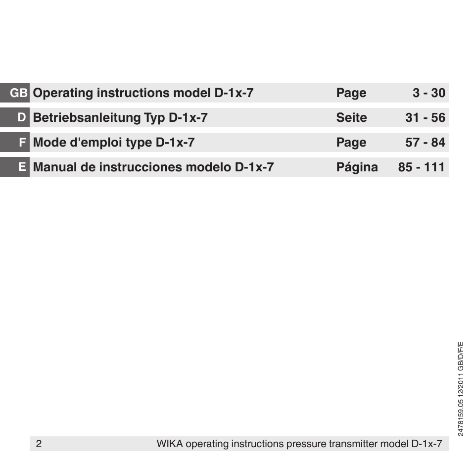 WIKA D-11-7 User Manual | Page 2 / 112