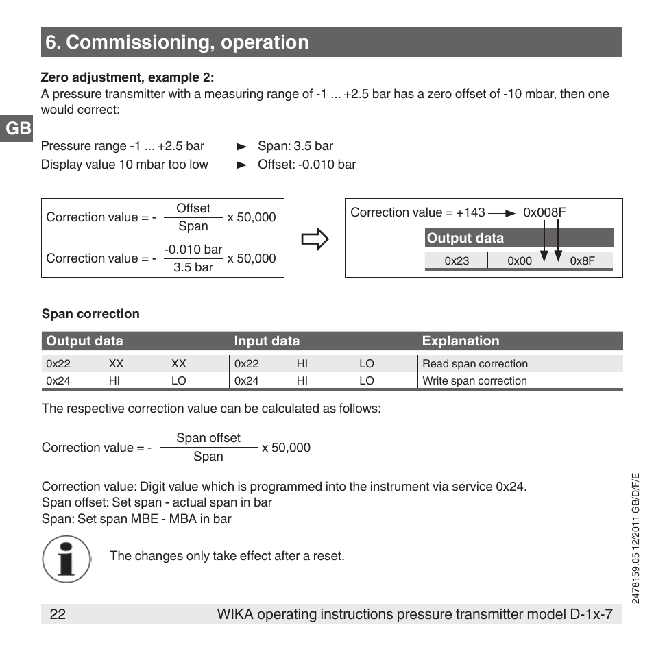 Commissioning, operation | WIKA D-11-7 User Manual | Page 22 / 112