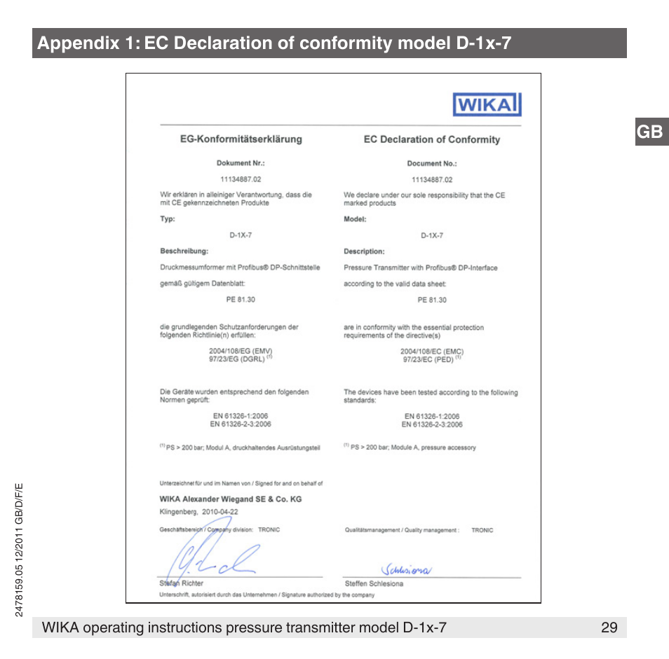 WIKA D-11-7 User Manual | Page 29 / 112