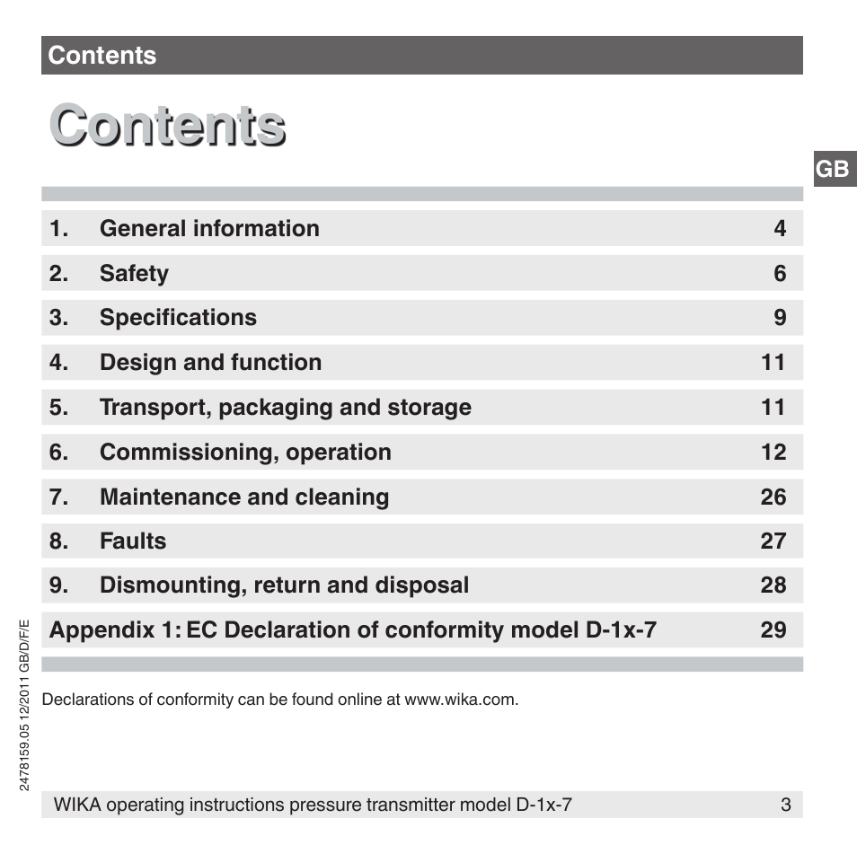 WIKA D-11-7 User Manual | Page 3 / 112