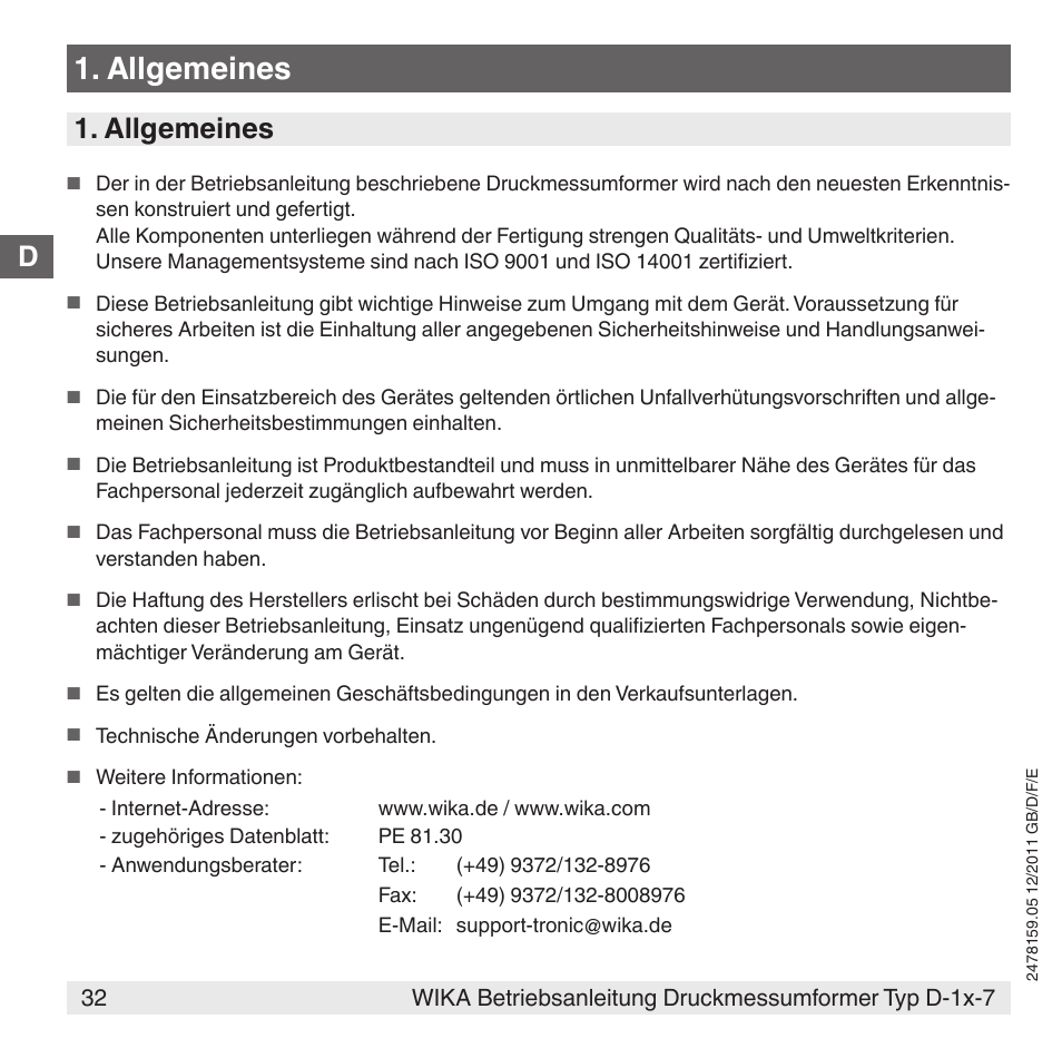 Allgemeines, D1. allgemeines | WIKA D-11-7 User Manual | Page 32 / 112