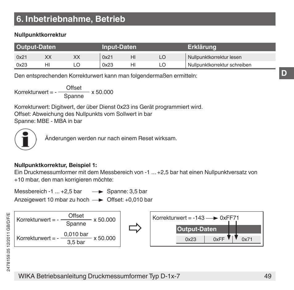 Inbetriebnahme, betrieb | WIKA D-11-7 User Manual | Page 49 / 112
