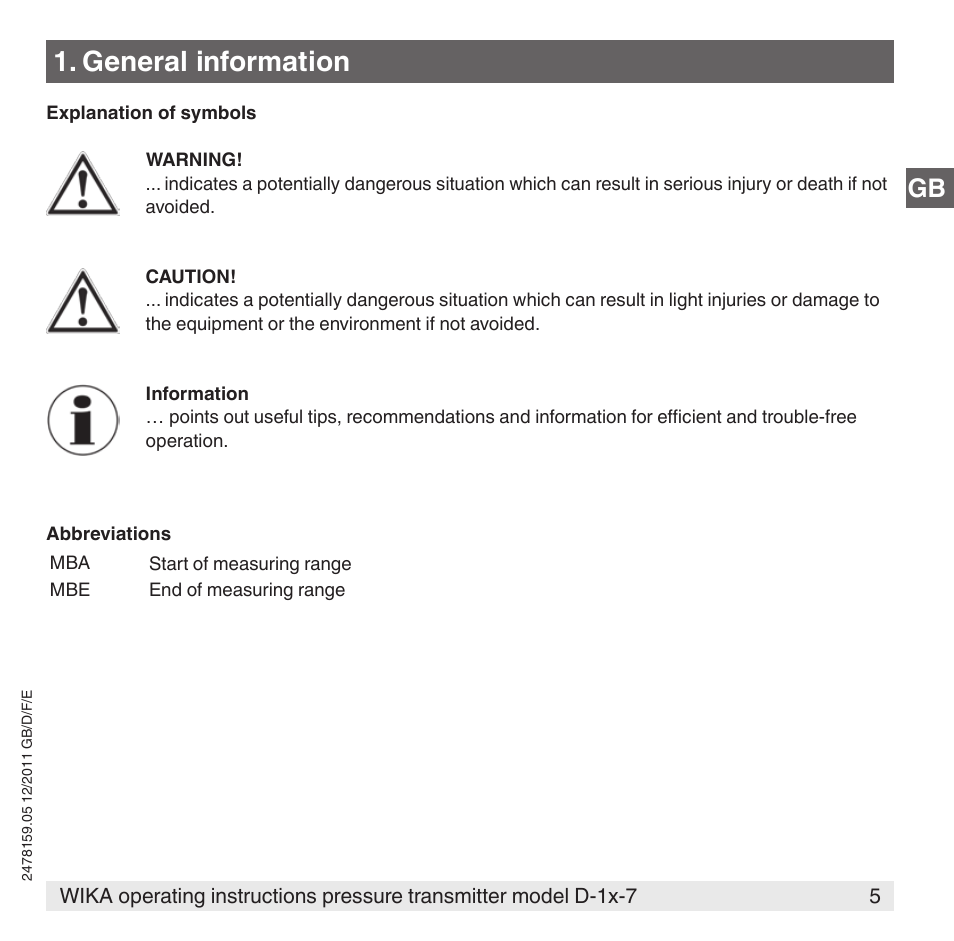 General information | WIKA D-11-7 User Manual | Page 5 / 112
