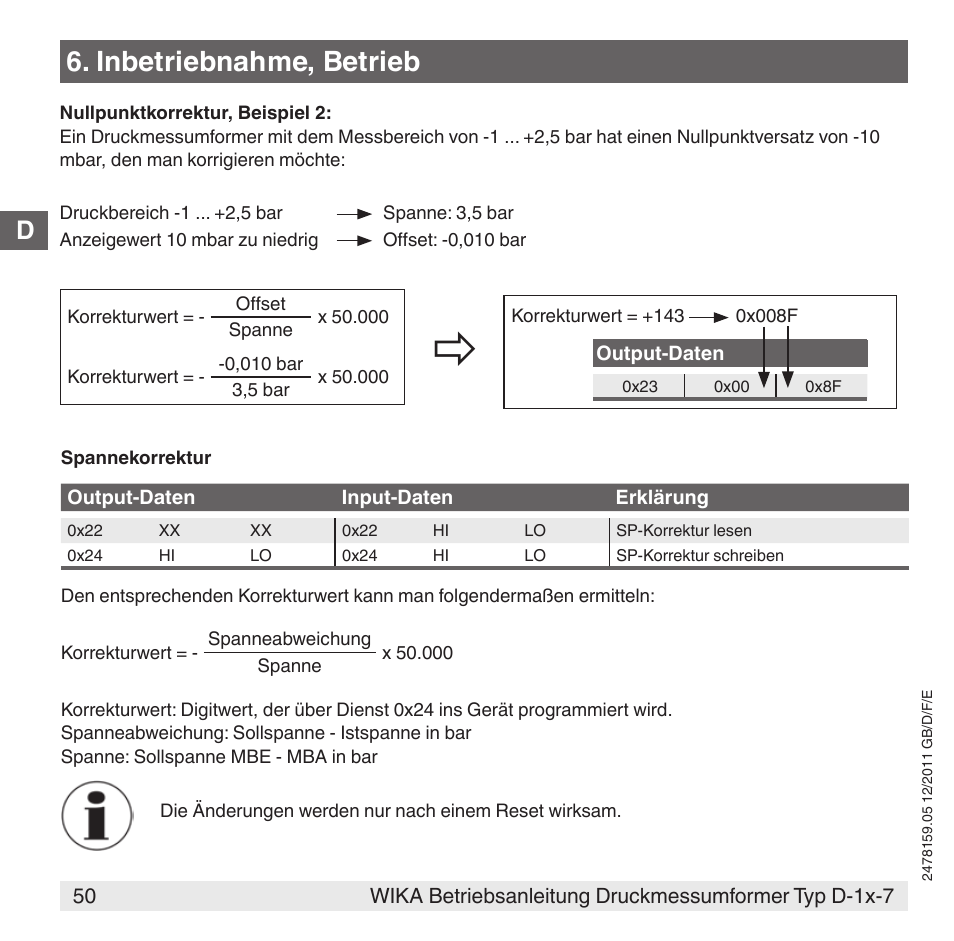 Inbetriebnahme, betrieb | WIKA D-11-7 User Manual | Page 50 / 112