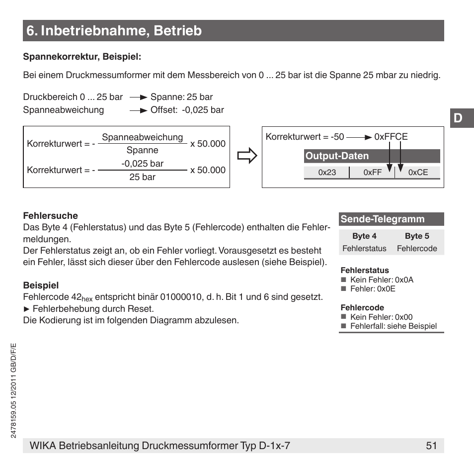 Inbetriebnahme, betrieb | WIKA D-11-7 User Manual | Page 51 / 112