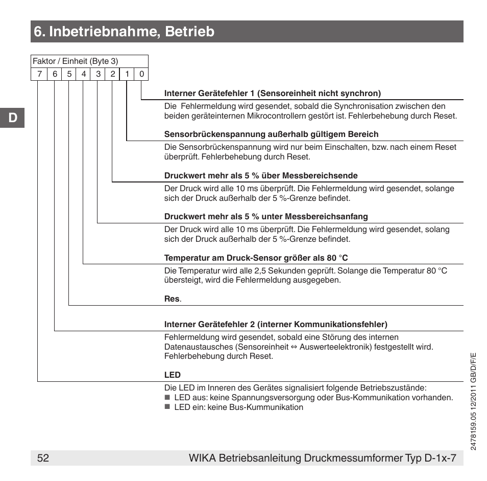 Inbetriebnahme, betrieb | WIKA D-11-7 User Manual | Page 52 / 112