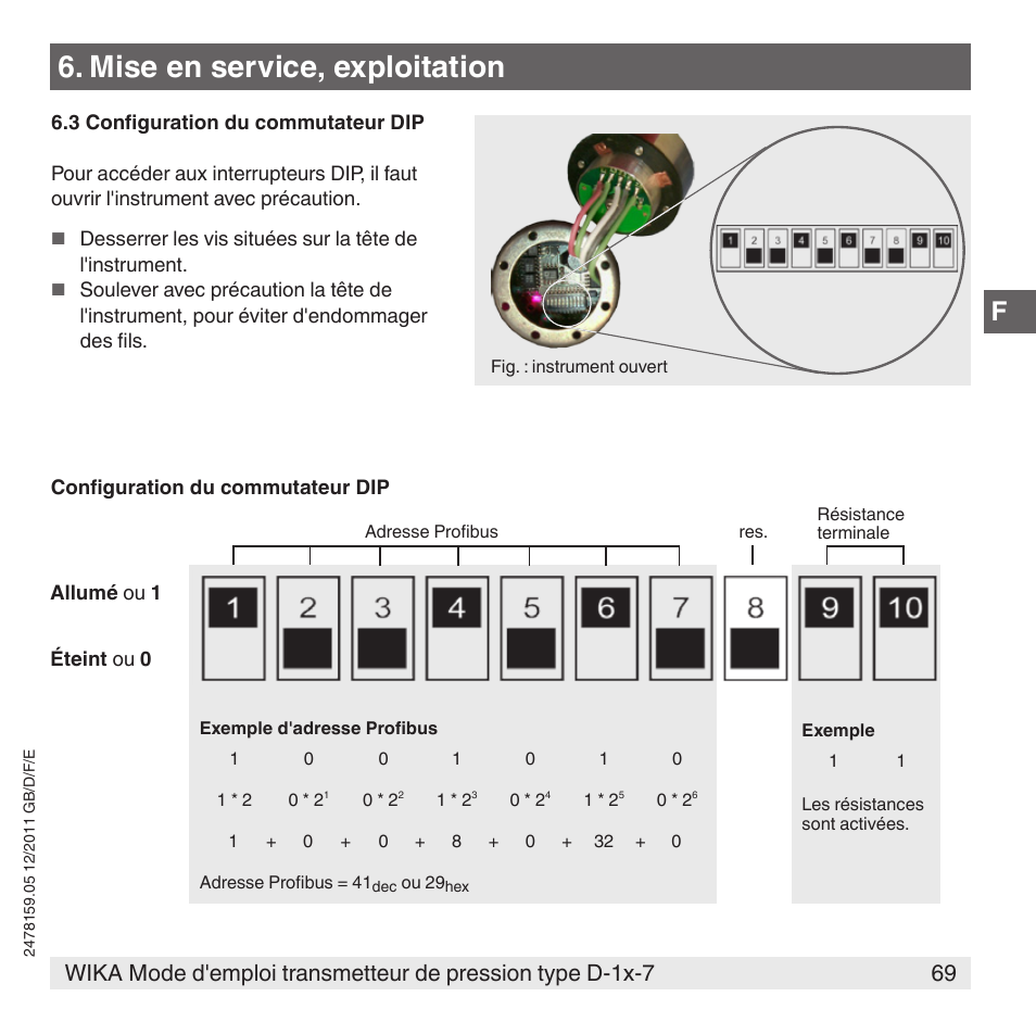 Mise en service, exploitation | WIKA D-11-7 User Manual | Page 69 / 112