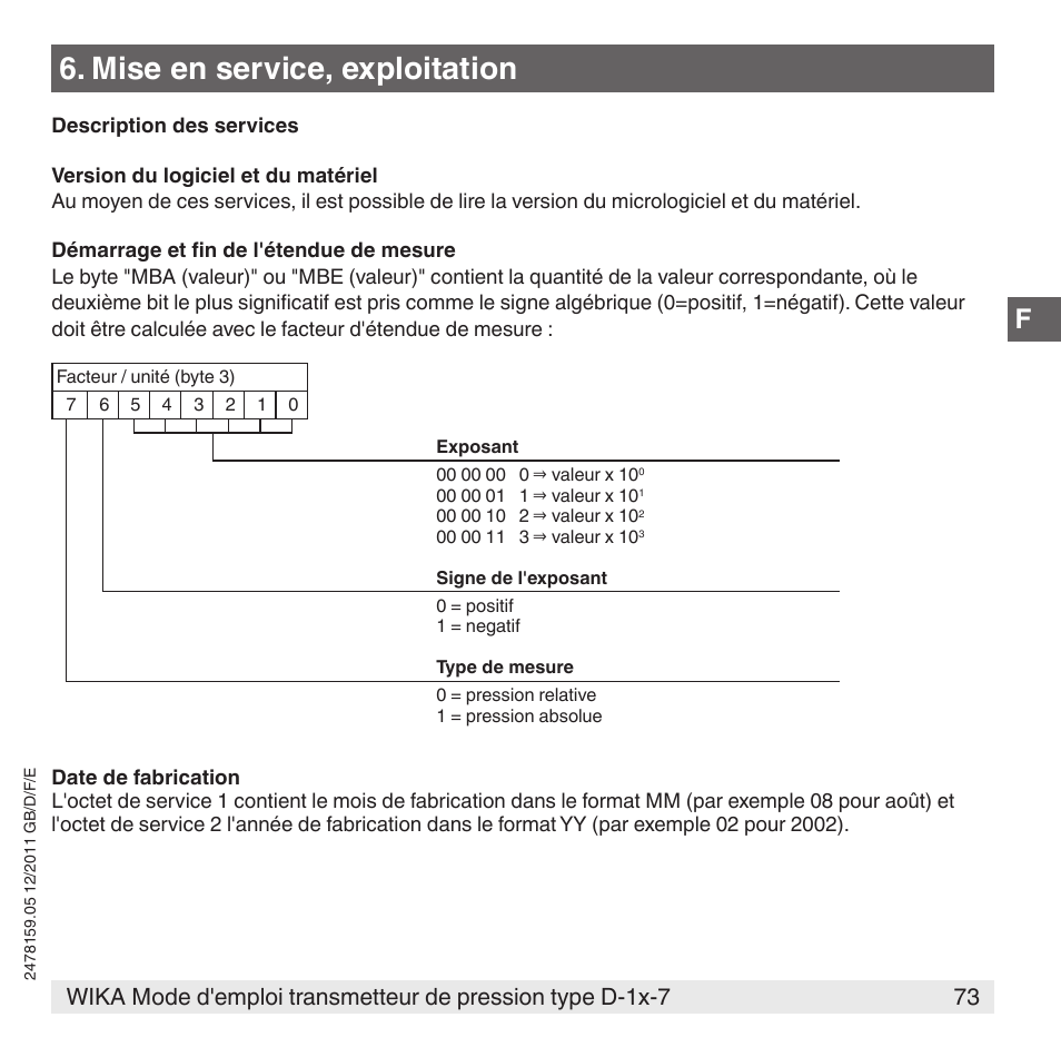 Mise en service, exploitation | WIKA D-11-7 User Manual | Page 73 / 112