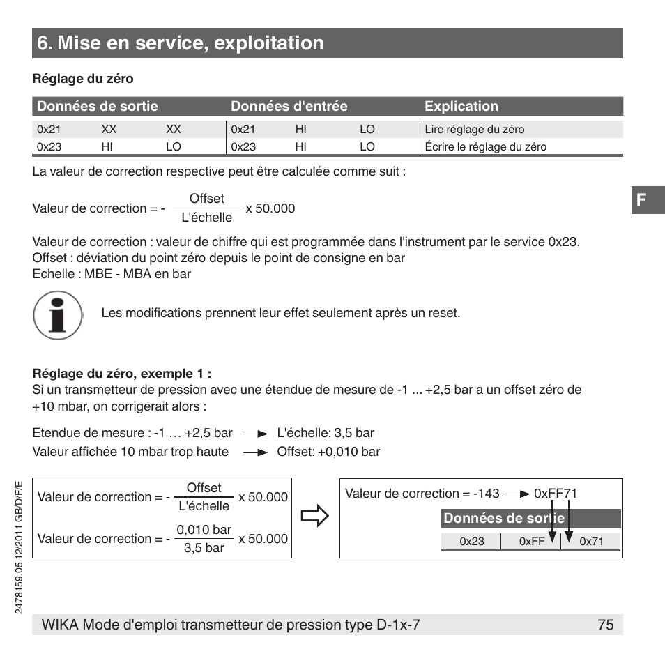 Mise en service, exploitation | WIKA D-11-7 User Manual | Page 75 / 112