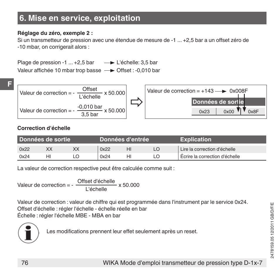 Mise en service, exploitation | WIKA D-11-7 User Manual | Page 76 / 112