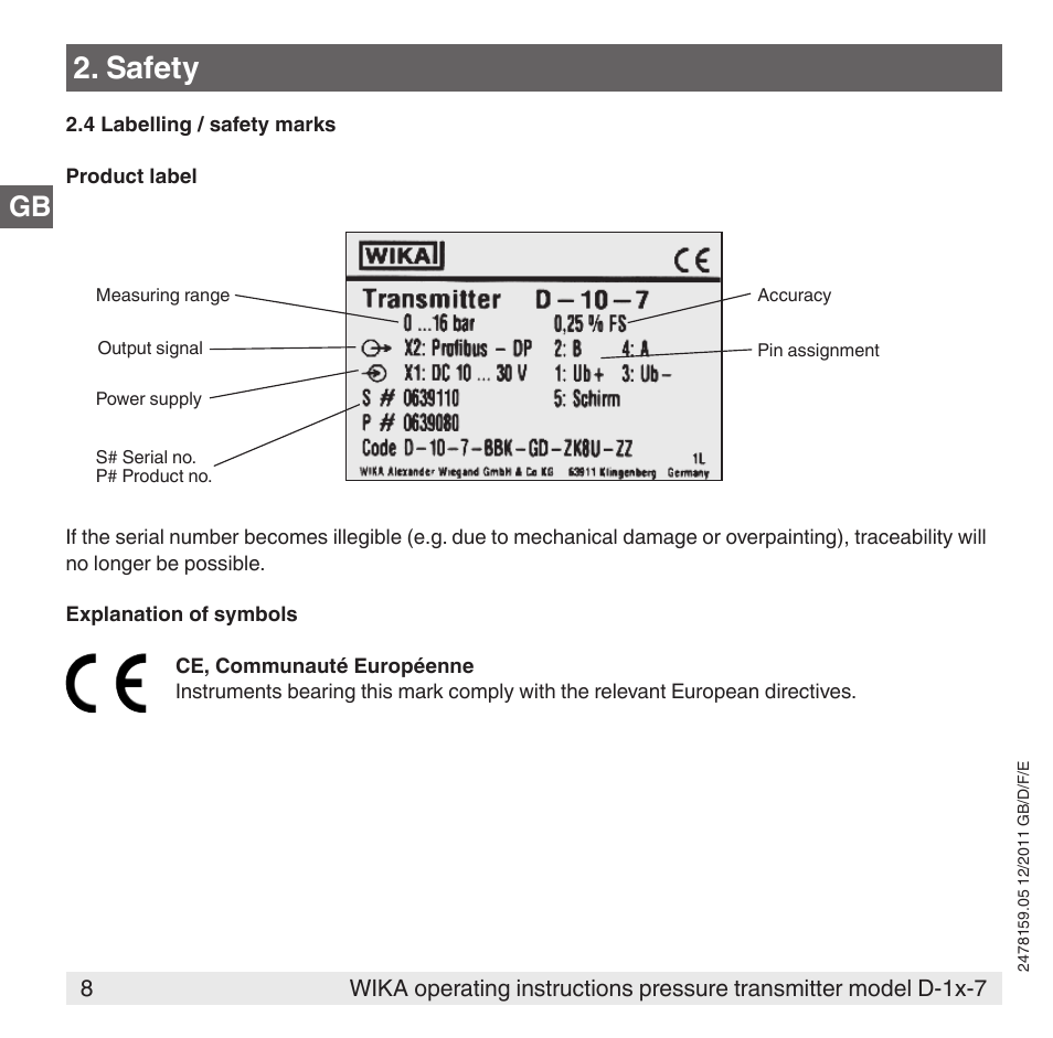 Safety | WIKA D-11-7 User Manual | Page 8 / 112