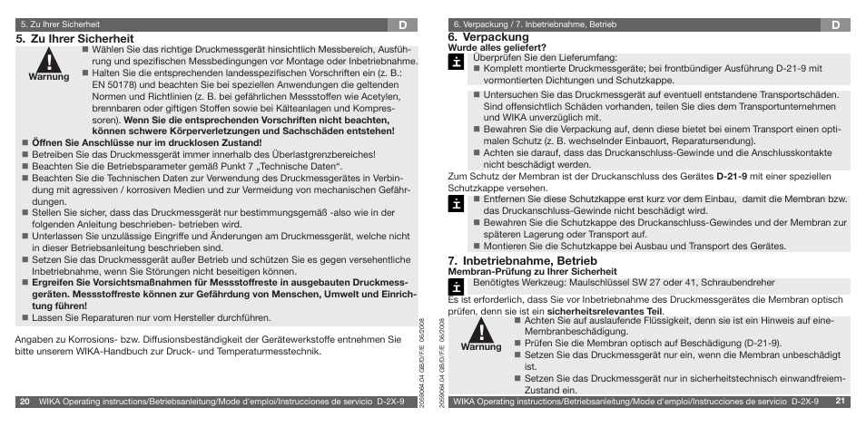 WIKA D-21-9 User Manual | Page 11 / 35