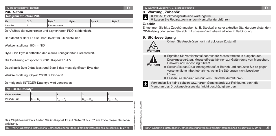 Wartung, zubehör, Störbeseitigung | WIKA D-21-9 User Manual | Page 15 / 35
