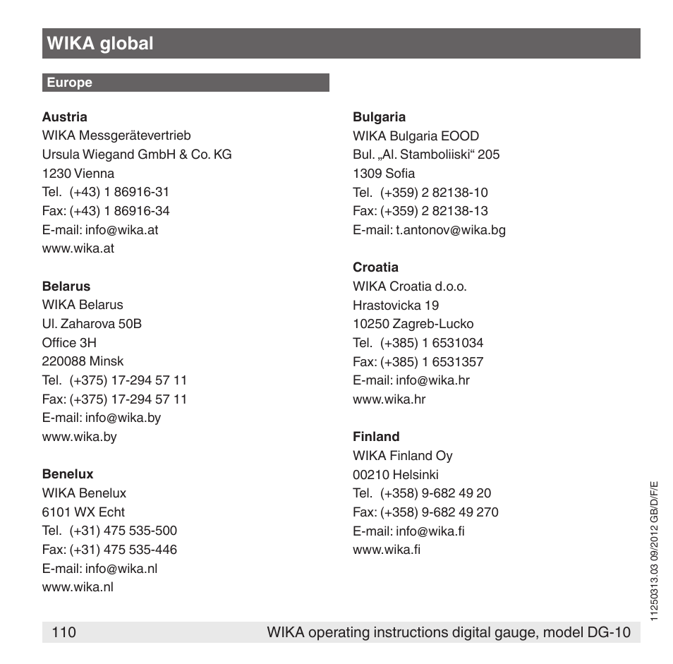 Wika global | WIKA DG-10 User Manual | Page 110 / 112