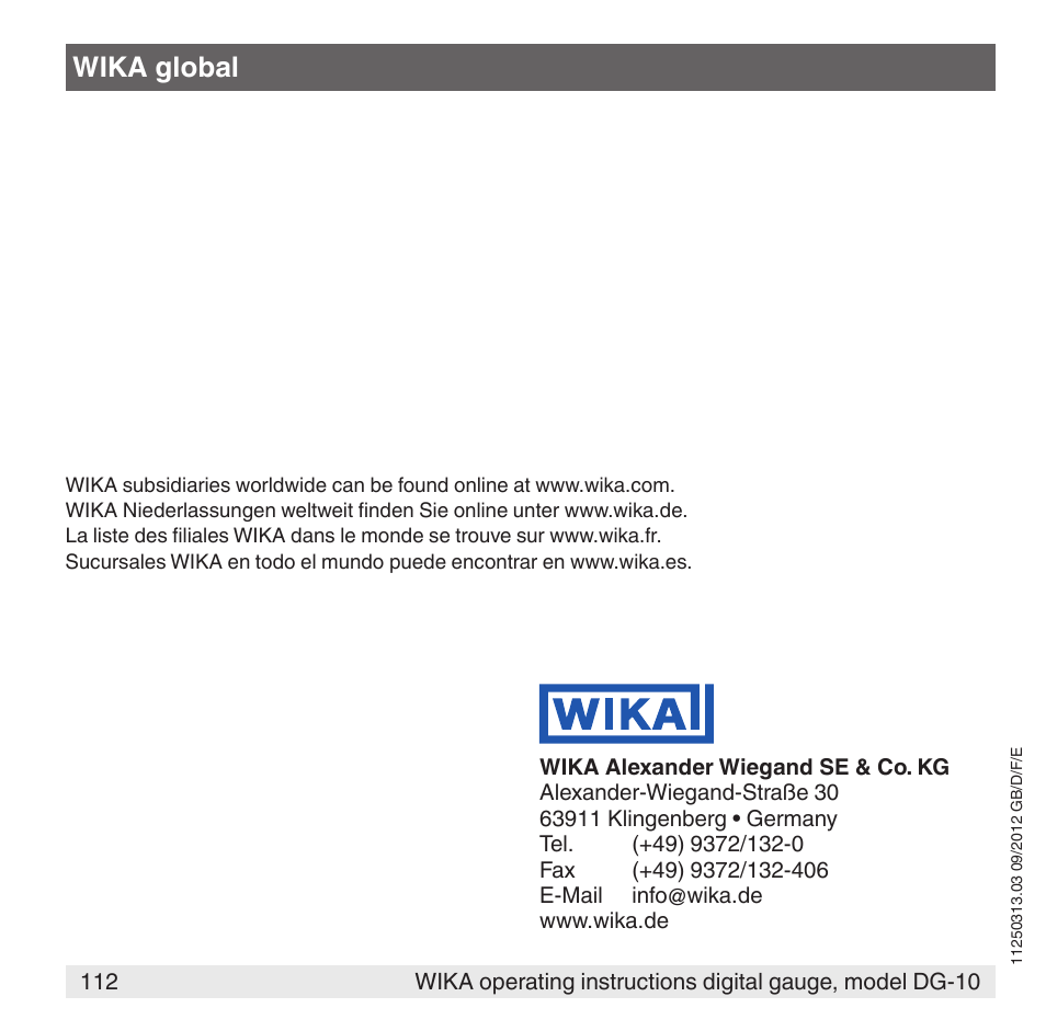 Wika global | WIKA DG-10 User Manual | Page 112 / 112