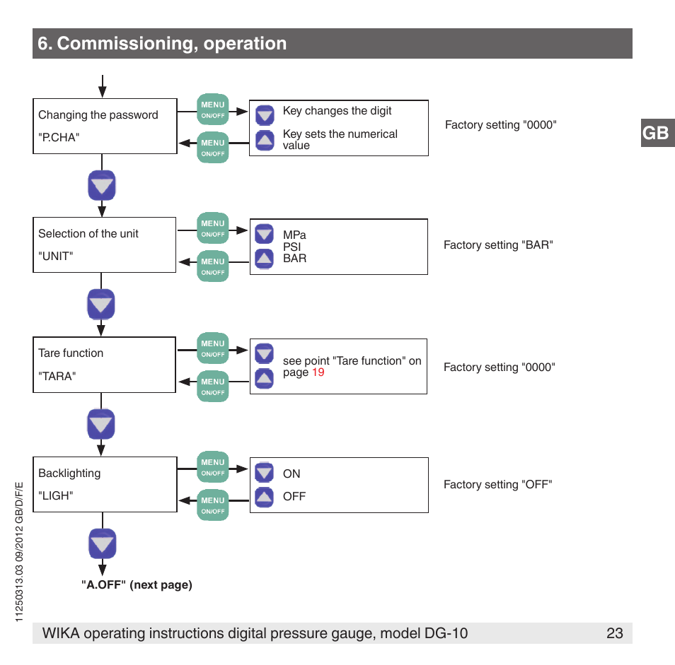 Commissioning, operation | WIKA DG-10 User Manual | Page 23 / 112