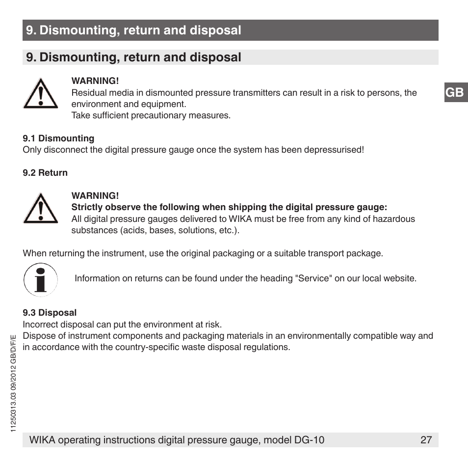 WIKA DG-10 User Manual | Page 27 / 112