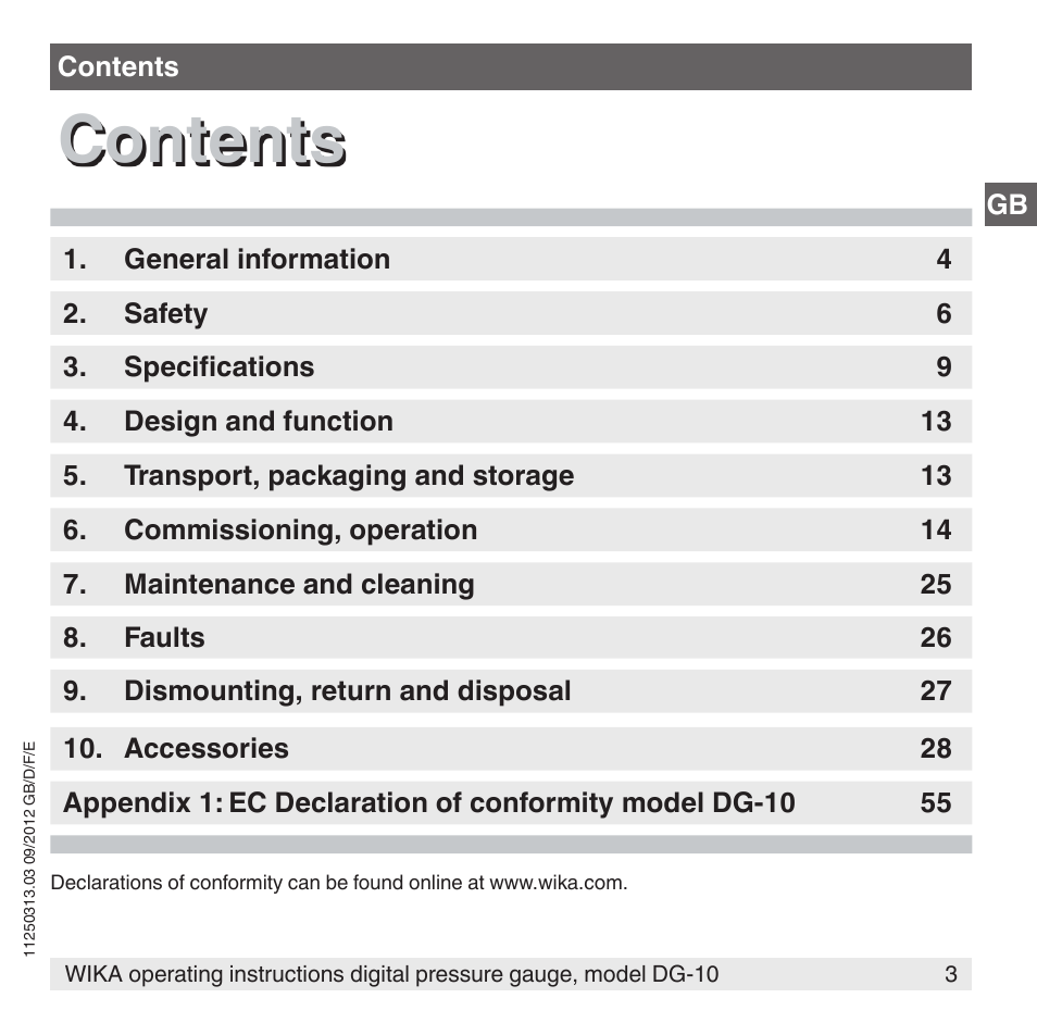 WIKA DG-10 User Manual | Page 3 / 112