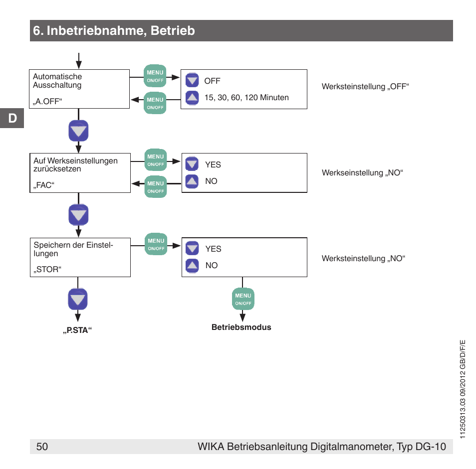 Inbetriebnahme, betrieb | WIKA DG-10 User Manual | Page 50 / 112