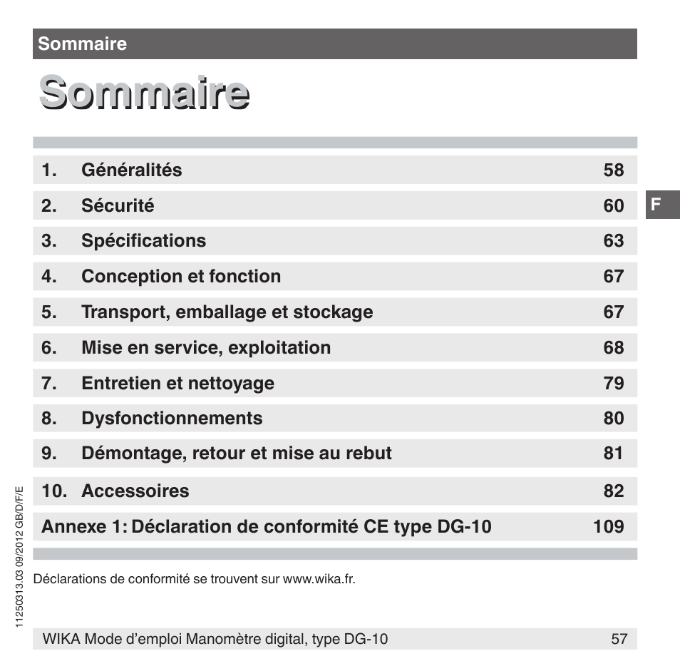 Sommaire | WIKA DG-10 User Manual | Page 57 / 112