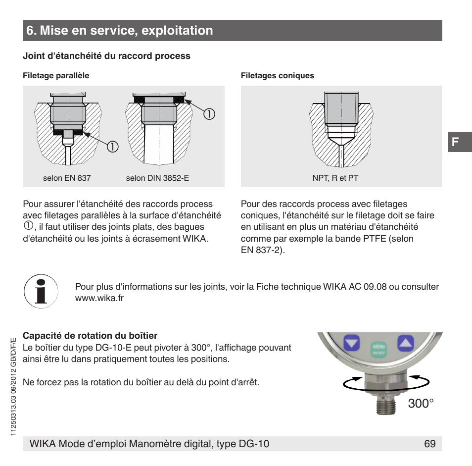 Mise en service, exploitation | WIKA DG-10 User Manual | Page 69 / 112