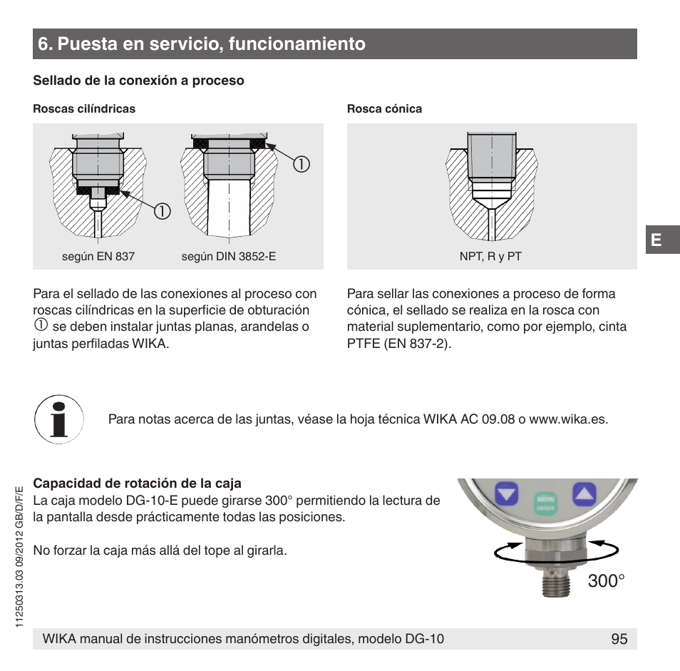 Puesta en servicio, funcionamiento | WIKA DG-10 User Manual | Page 95 / 112