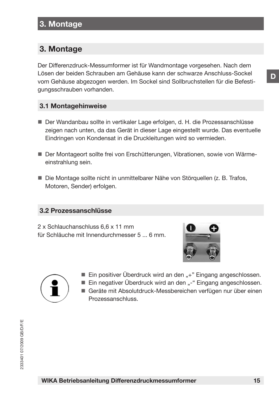 Montage | WIKA DP-10 User Manual | Page 15 / 44