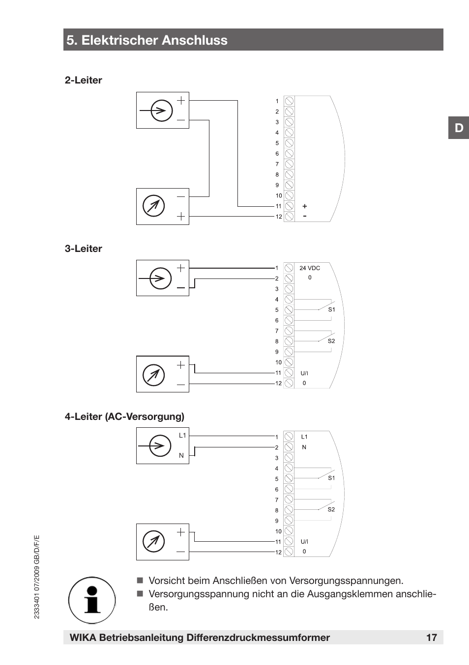 Elektrischer anschluss | WIKA DP-10 User Manual | Page 17 / 44