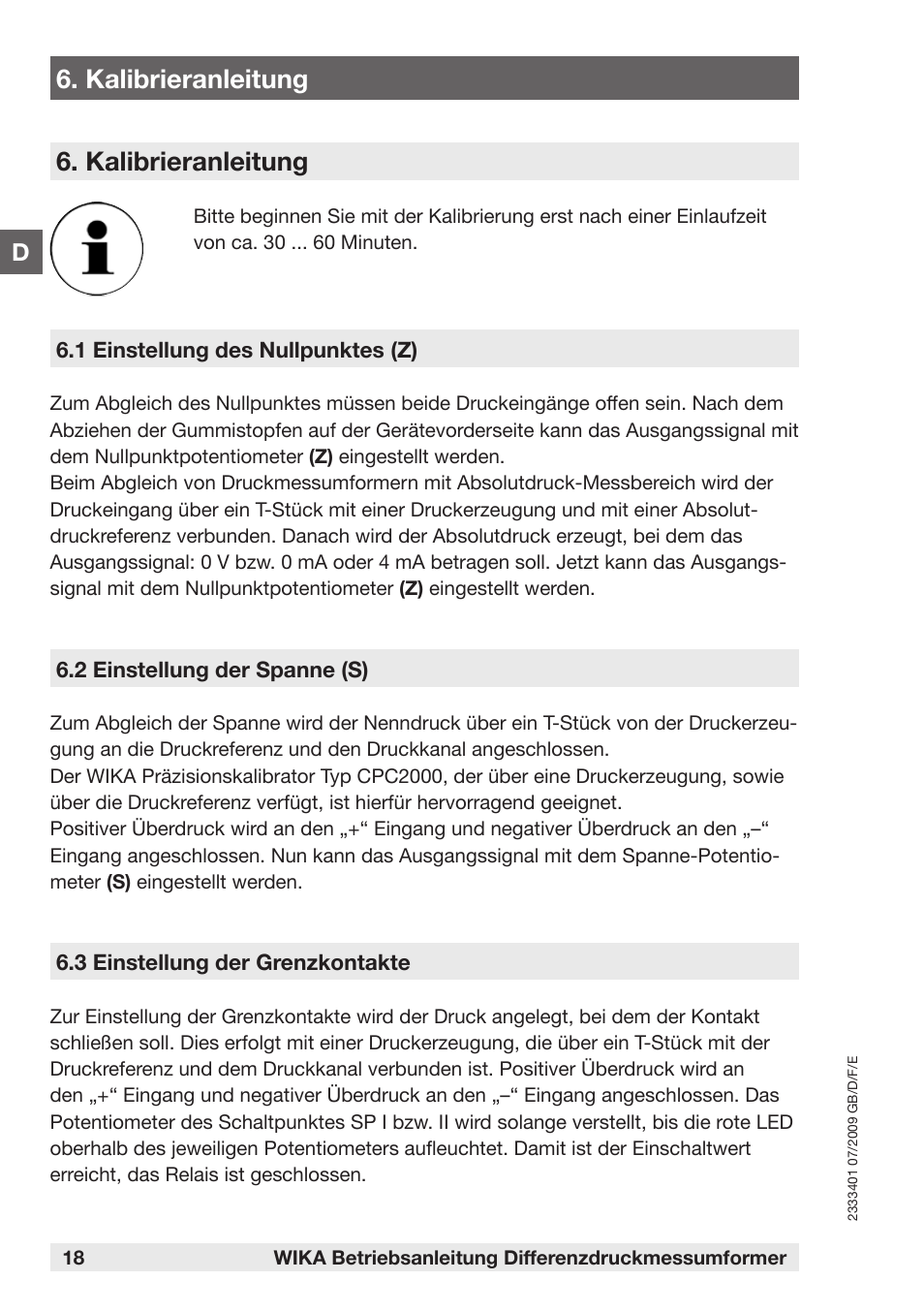 Kalibrieranleitung | WIKA DP-10 User Manual | Page 18 / 44