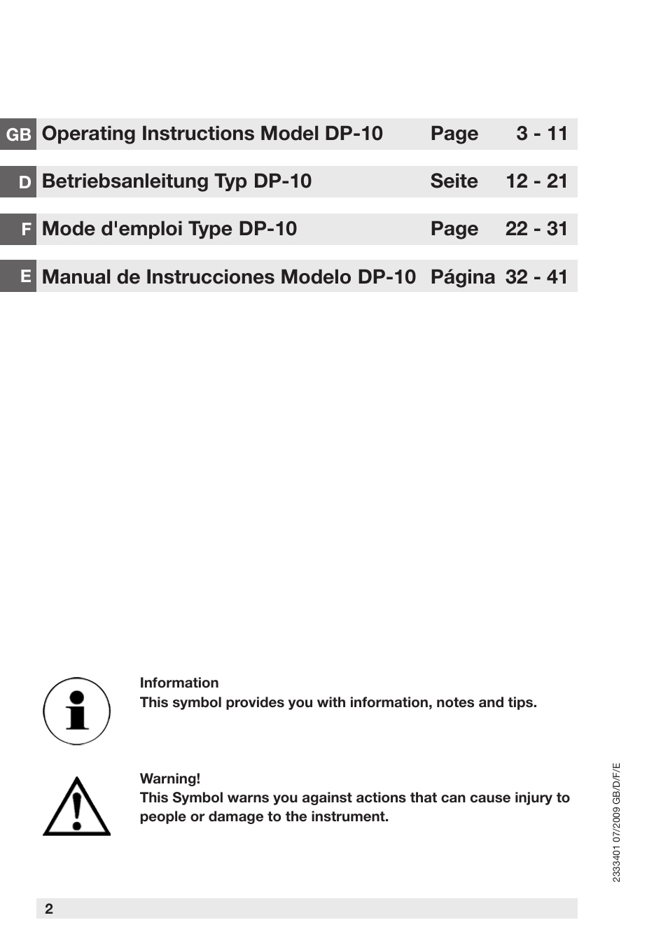 WIKA DP-10 User Manual | Page 2 / 44