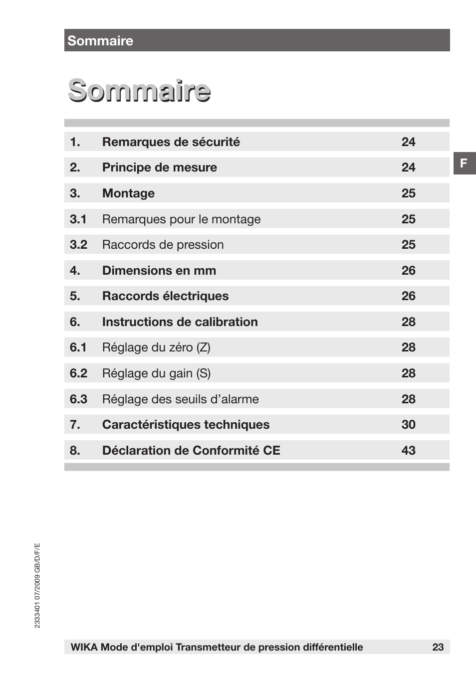 Sommaire | WIKA DP-10 User Manual | Page 23 / 44