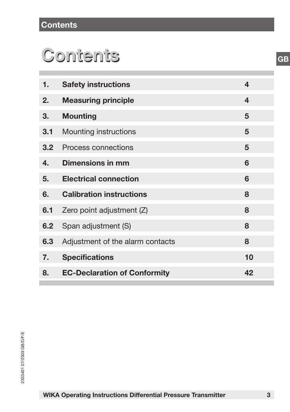 WIKA DP-10 User Manual | Page 3 / 44