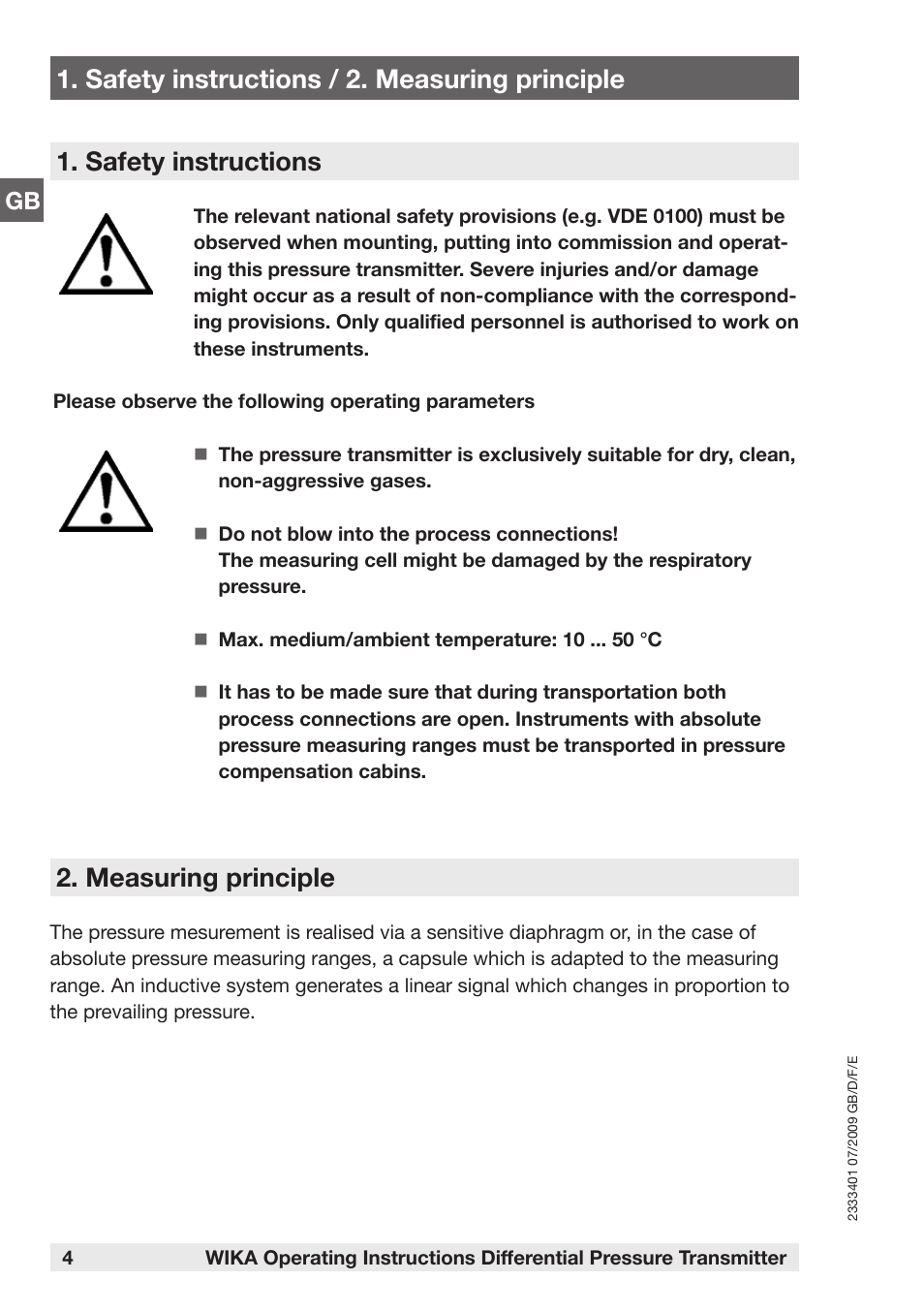 Measuring principle | WIKA DP-10 User Manual | Page 4 / 44