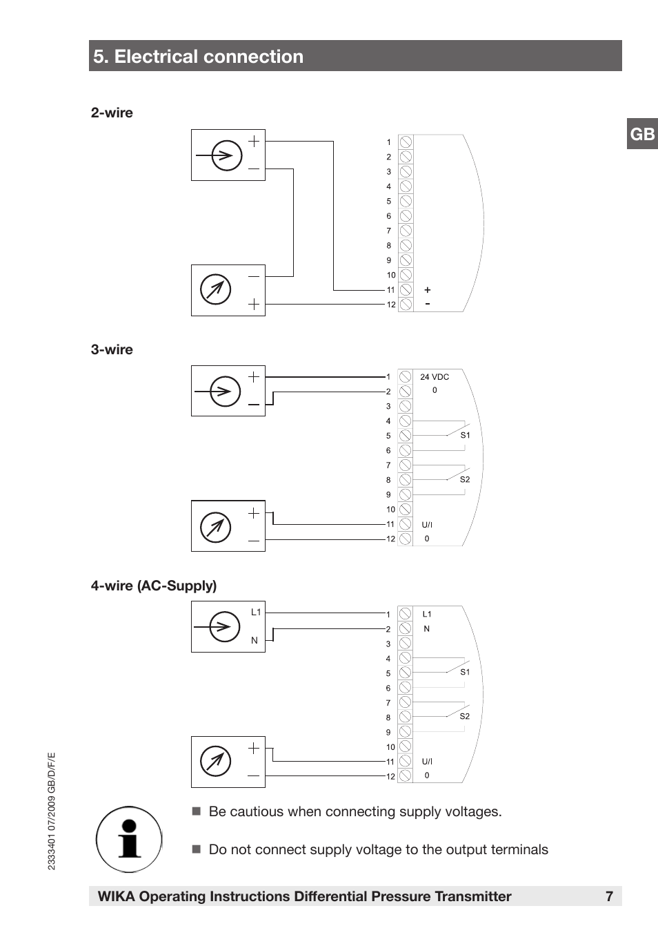 Electrical connection | WIKA DP-10 User Manual | Page 7 / 44