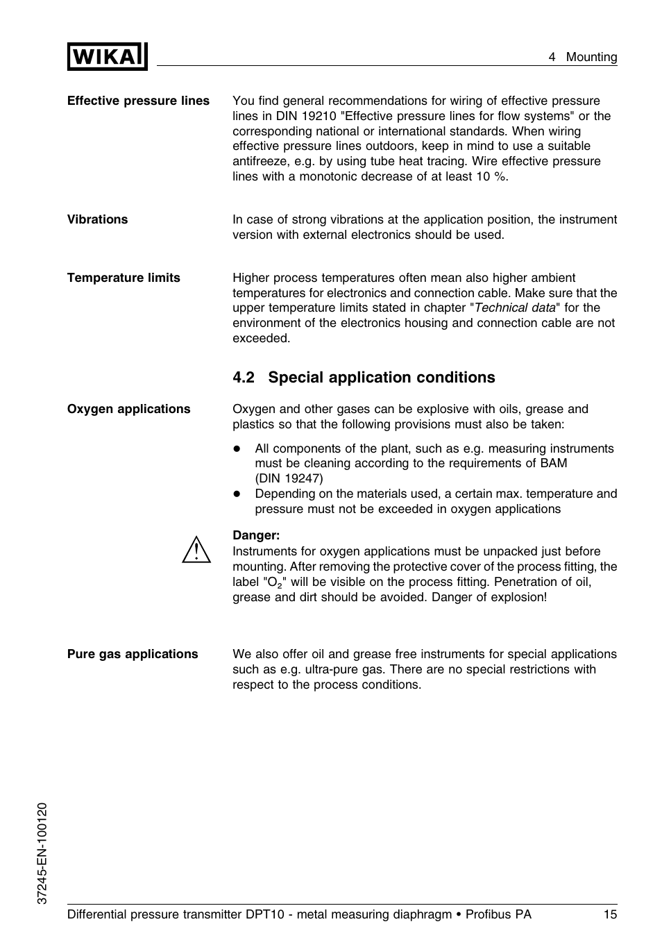 2 special application conditions | WIKA DPT-10 User Manual | Page 15 / 96