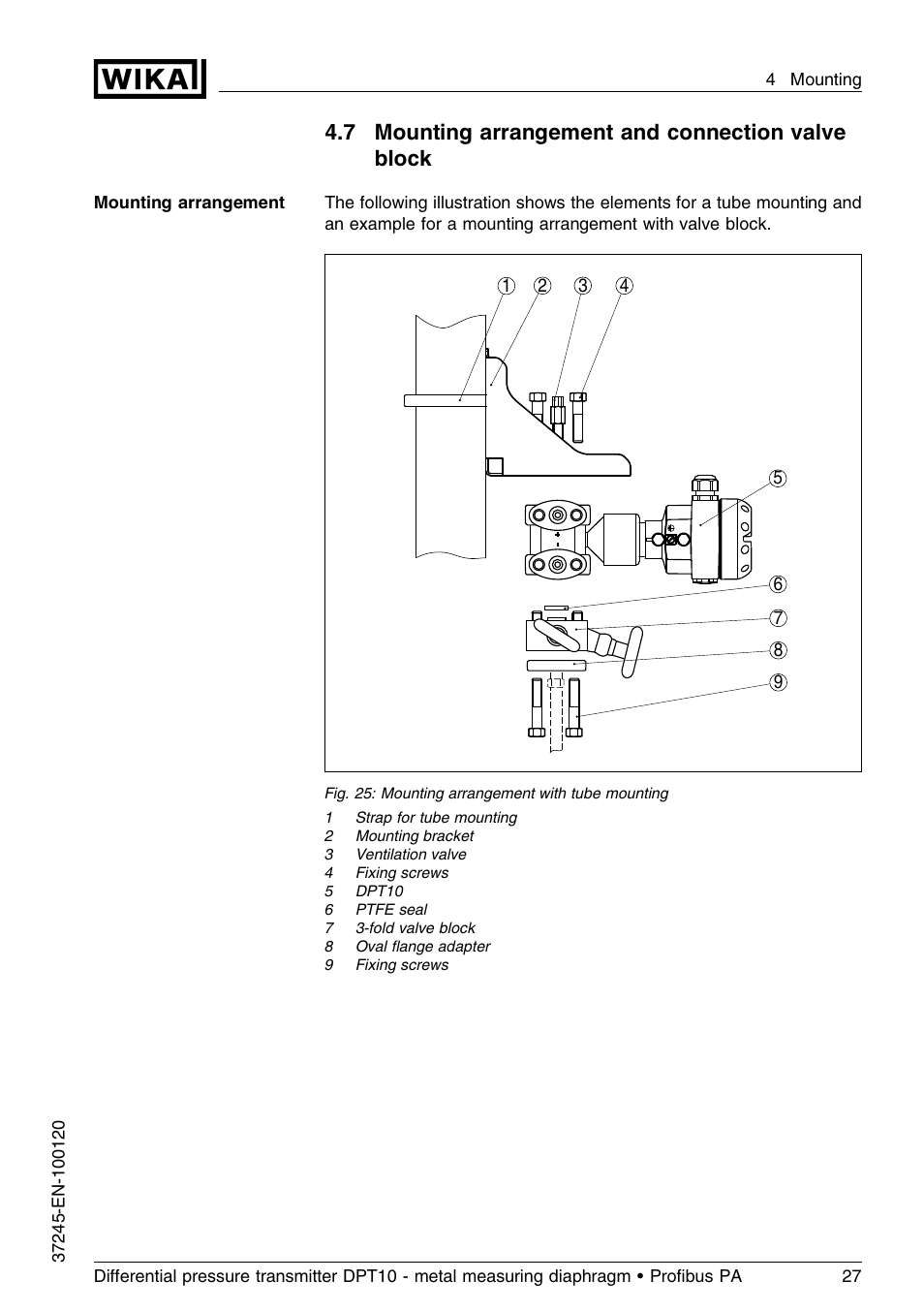 7 mounting arrangement and connection valve block | WIKA DPT-10 User Manual | Page 27 / 96