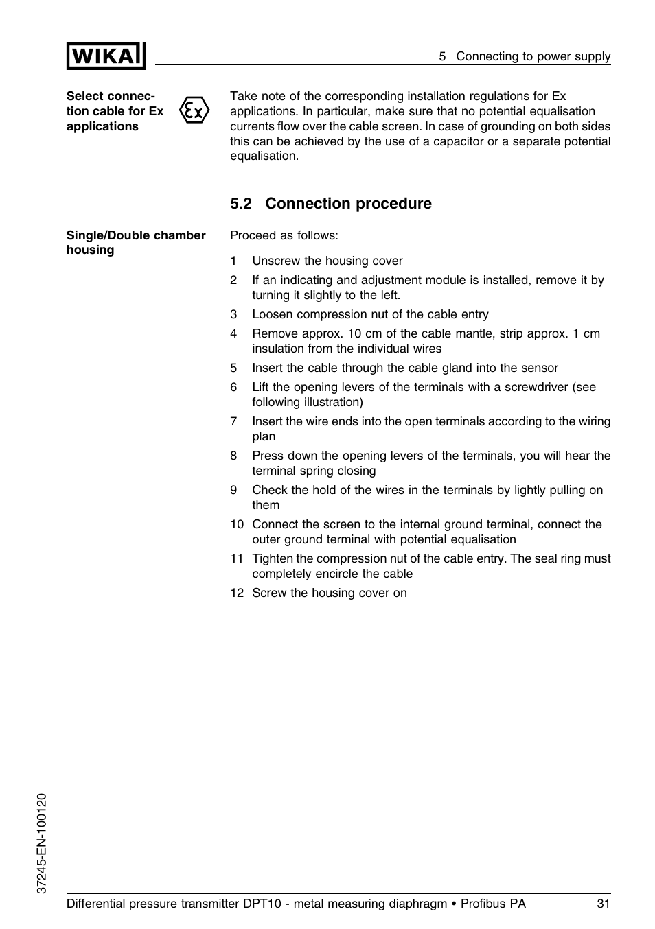 2 connection procedure | WIKA DPT-10 User Manual | Page 31 / 96