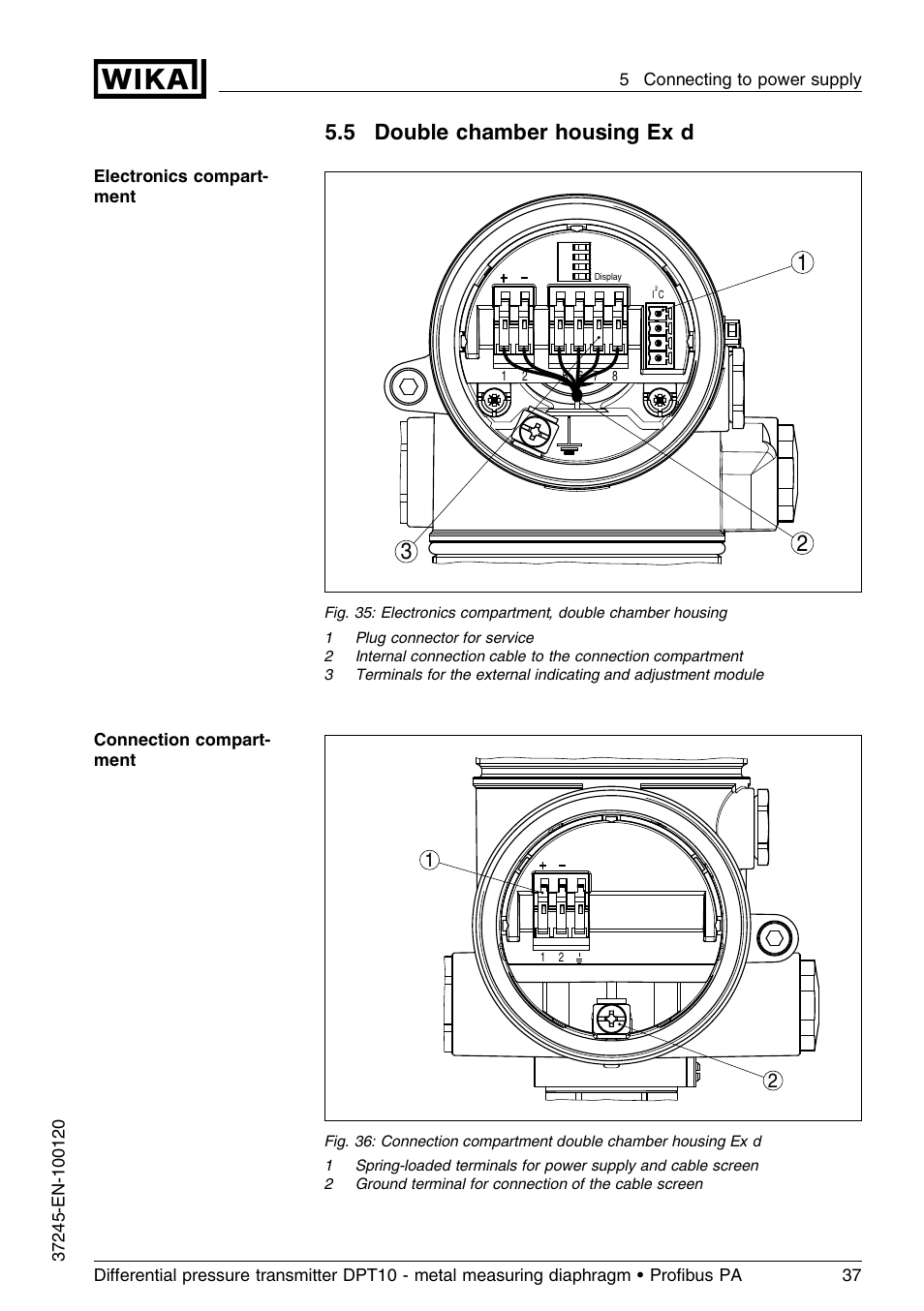 5 double chamber housing exd, 5 double chamber housing ex d | WIKA DPT-10 User Manual | Page 37 / 96