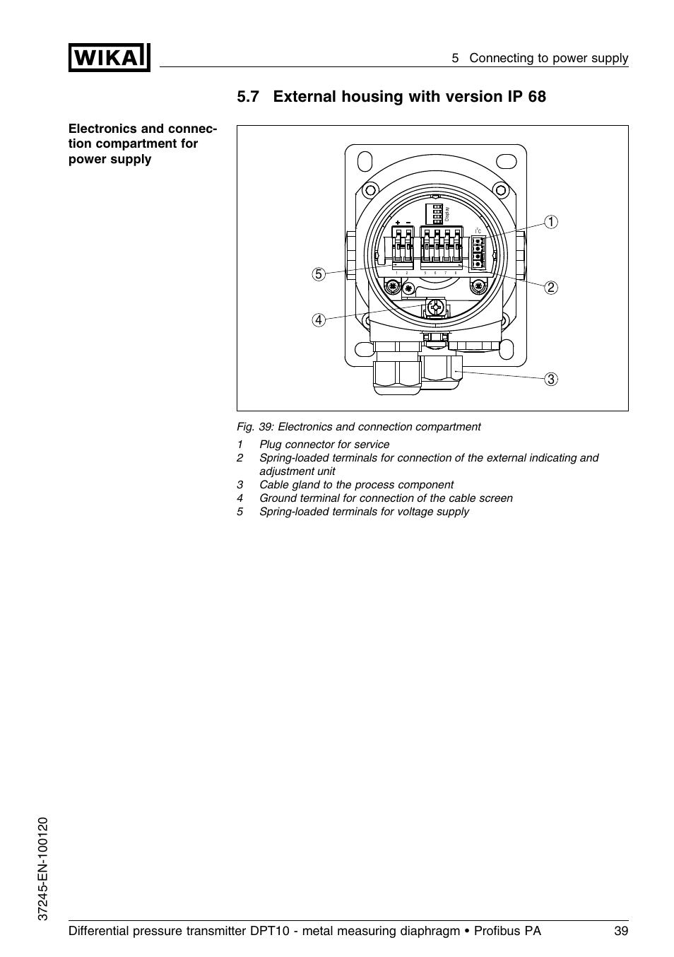 7 external housing with version ip68, 7 external housing with version ip 68 | WIKA DPT-10 User Manual | Page 39 / 96