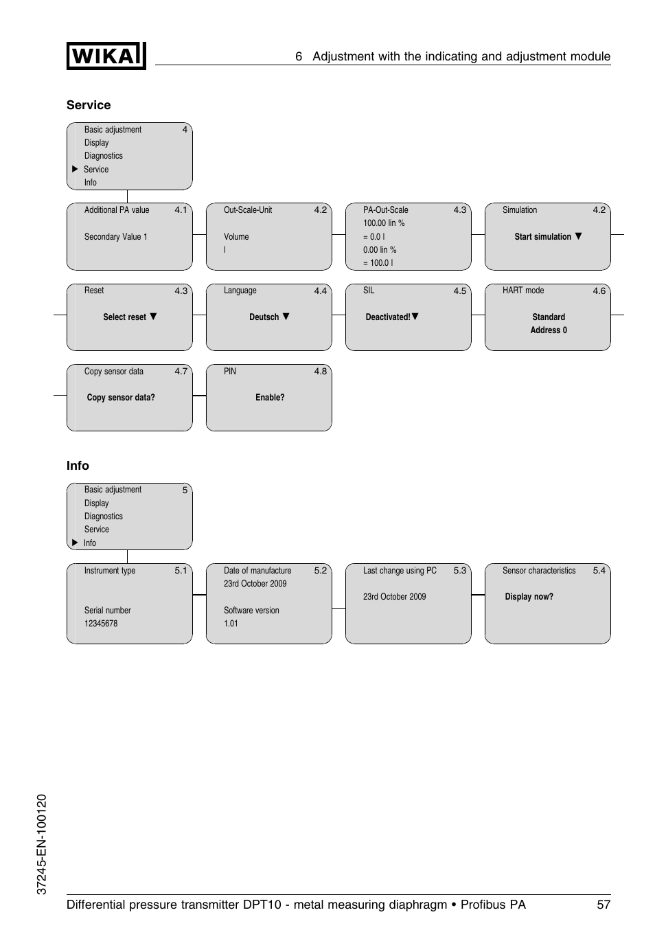 Service, Info | WIKA DPT-10 User Manual | Page 57 / 96