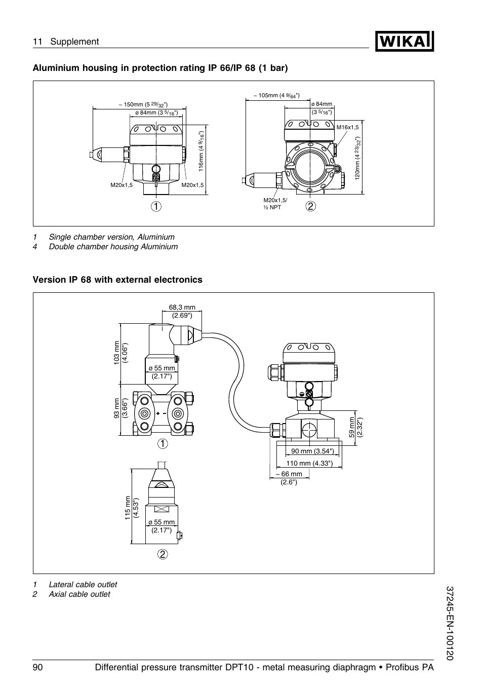 Version ip 68 with external electronics | WIKA DPT-10 User Manual | Page 90 / 96
