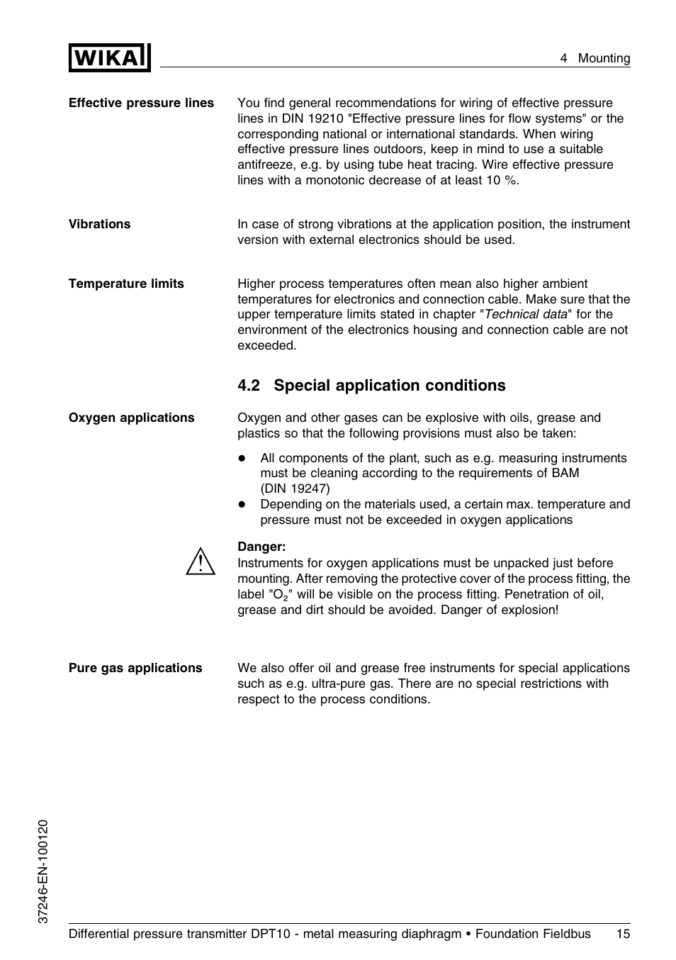 2 special application conditions | WIKA DPT-10 User Manual | Page 15 / 92