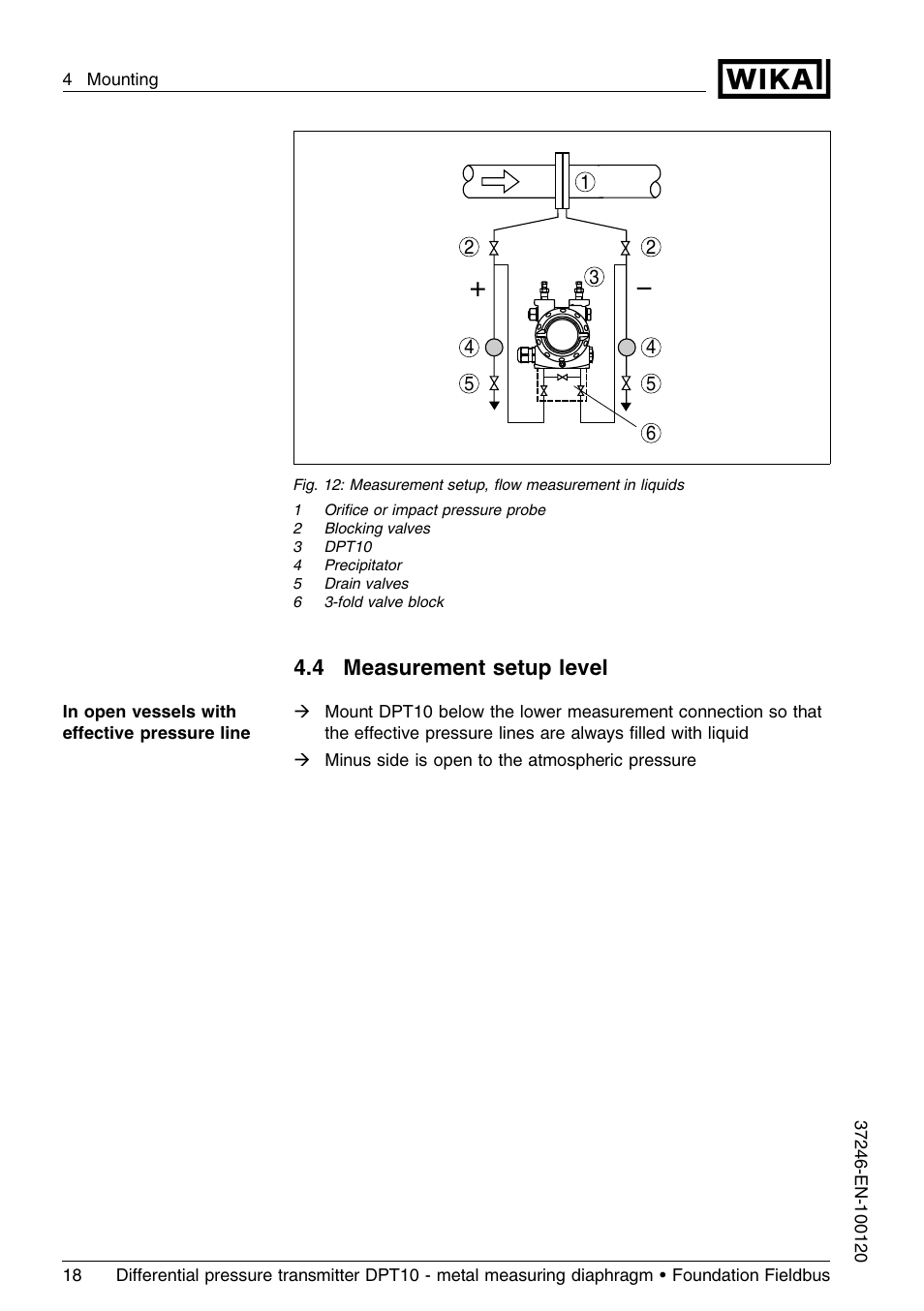 4 measurement setup level | WIKA DPT-10 User Manual | Page 18 / 92