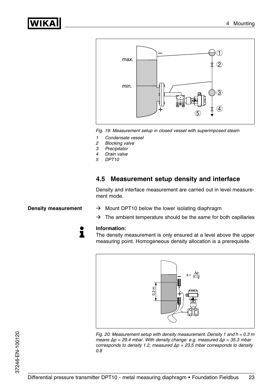 5 measurement setup density and interface | WIKA DPT-10 User Manual | Page 23 / 92