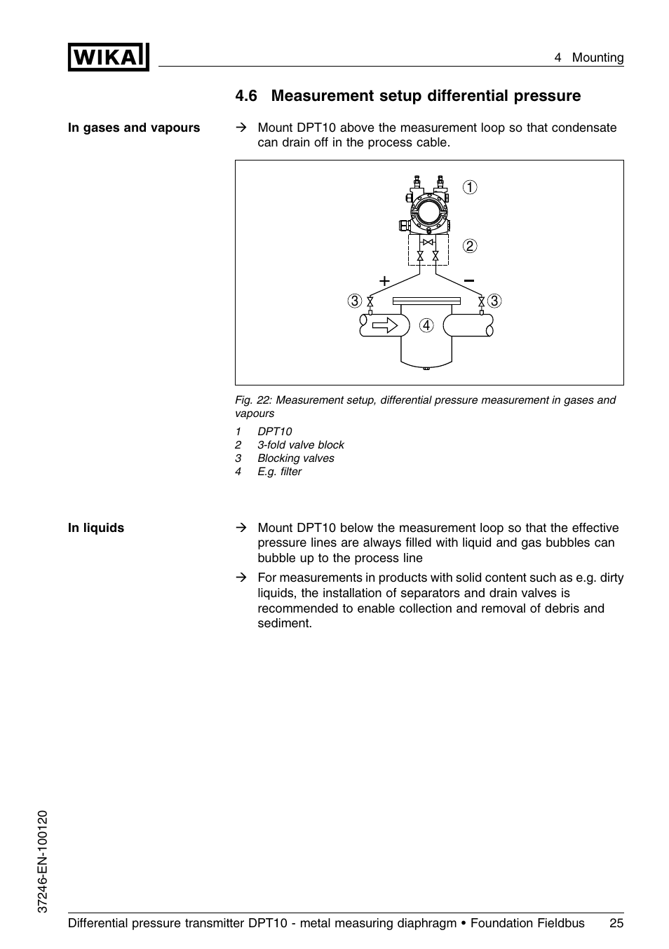 6 measurement setup differential pressure, 6 measurement setup diﬀerential pressure | WIKA DPT-10 User Manual | Page 25 / 92
